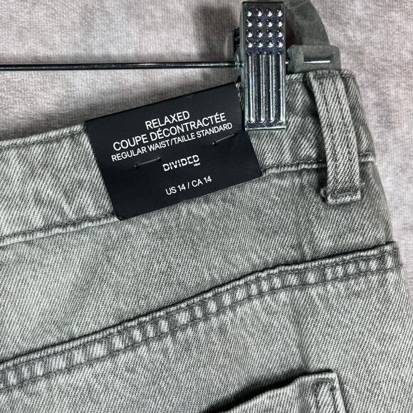H&M Divided Jeans Womens 14 Gray Denim Cargo Pockets Bootcut High Rise NEW - Picture 4 of 15